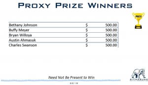 Proxy prize winners 45th annual meeting